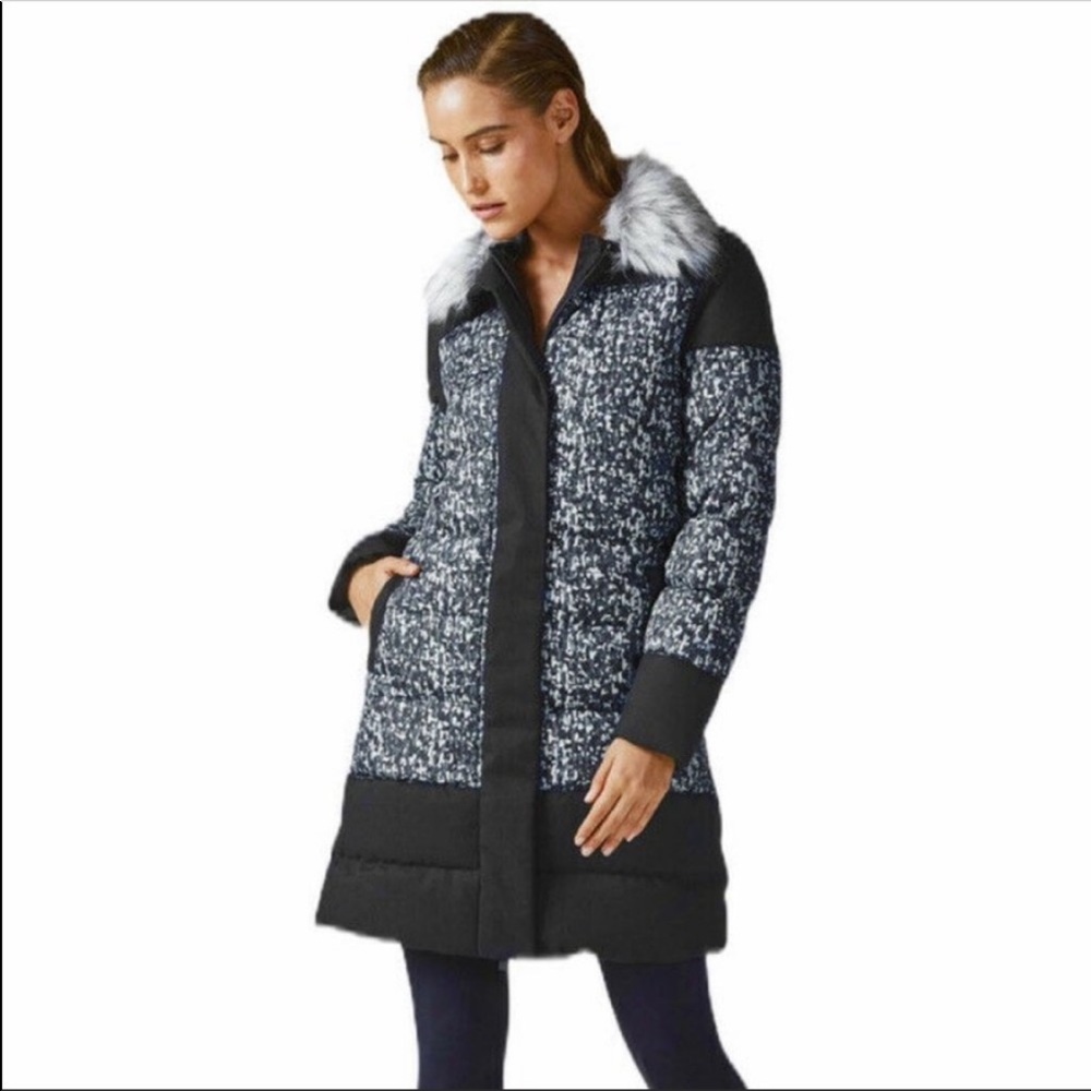 Fabletics Waco Puffer Jacket Black Blue Long